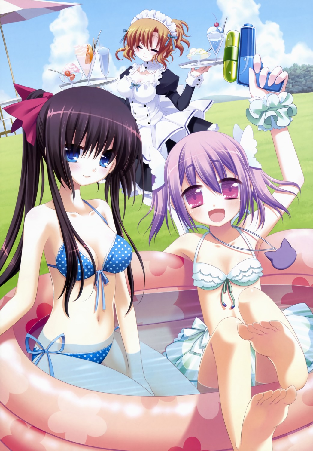 bikini, hazumi_kokoa, hinayuki_usa, koi_play, kujou_sena, maid, meteor_(company), sakurazawa_izumi, swimsuits, yugisawa_ayuka