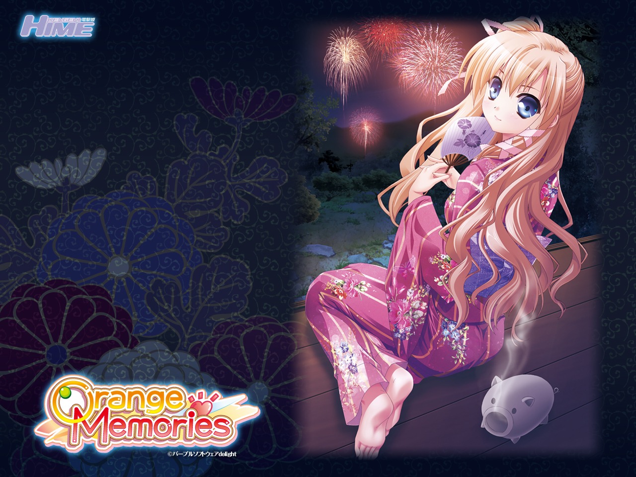 akashi_kokoro, minase_lin, orange_memories, purple_software, wallpaper, yukata