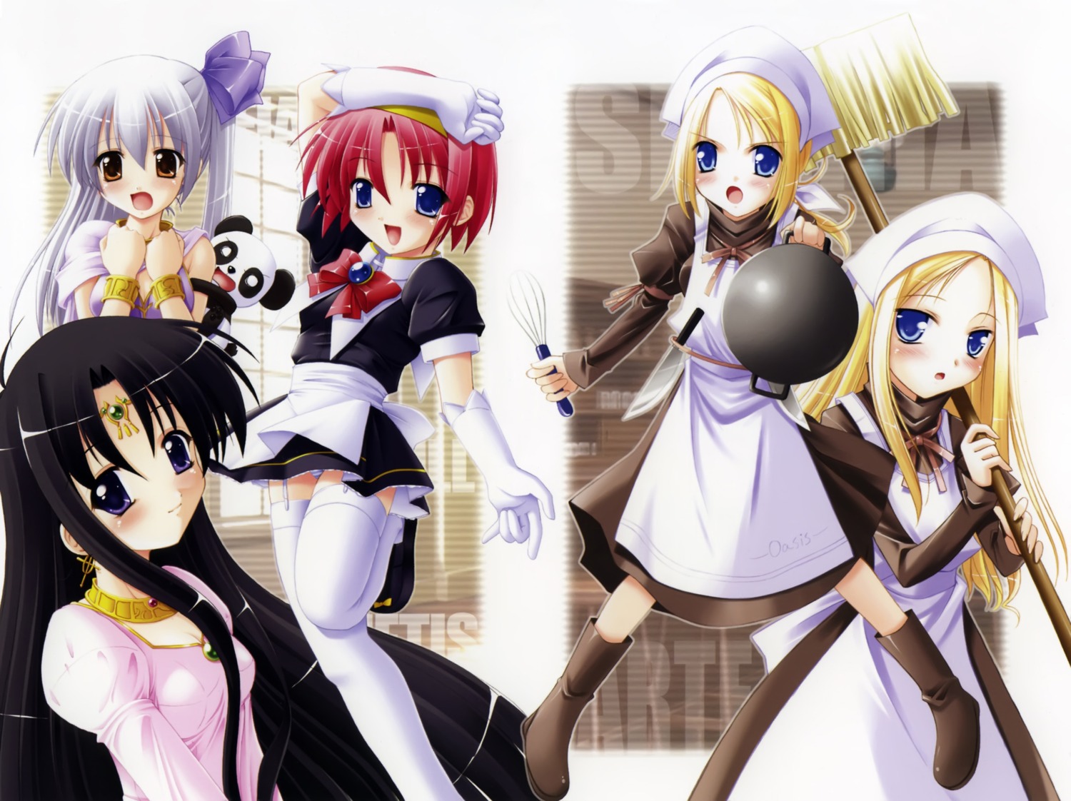 cleavage, dress, ko~cha, maid, nakiusa, pantsu, shimapan, stockings