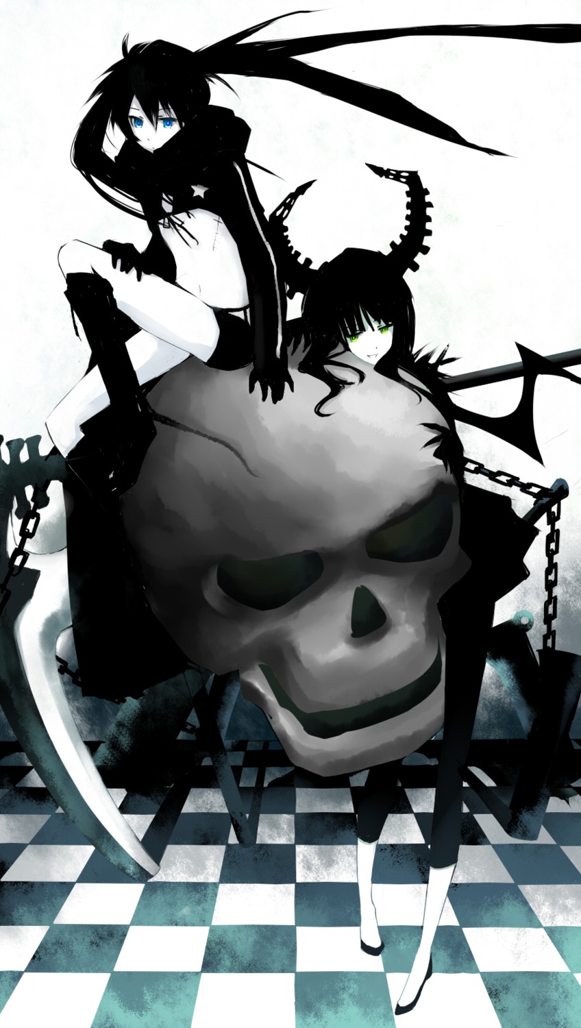 bikini_top, black_rock_shooter, black_rock_shooter_(character), dead_master, domu, swimsuits, vocaloid