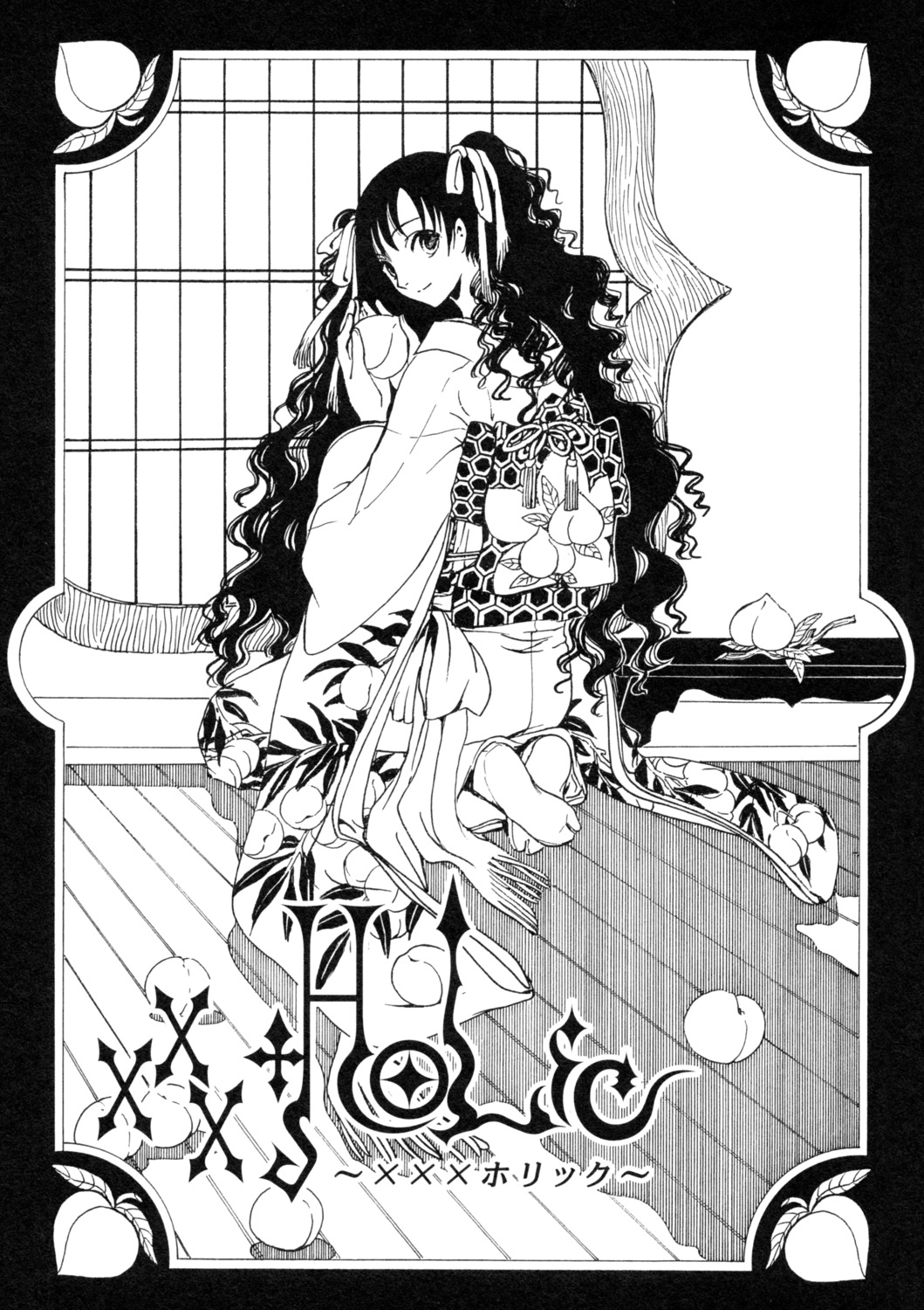 clamp, kimono, kunogi_himawari, monochrome, xxxholic
