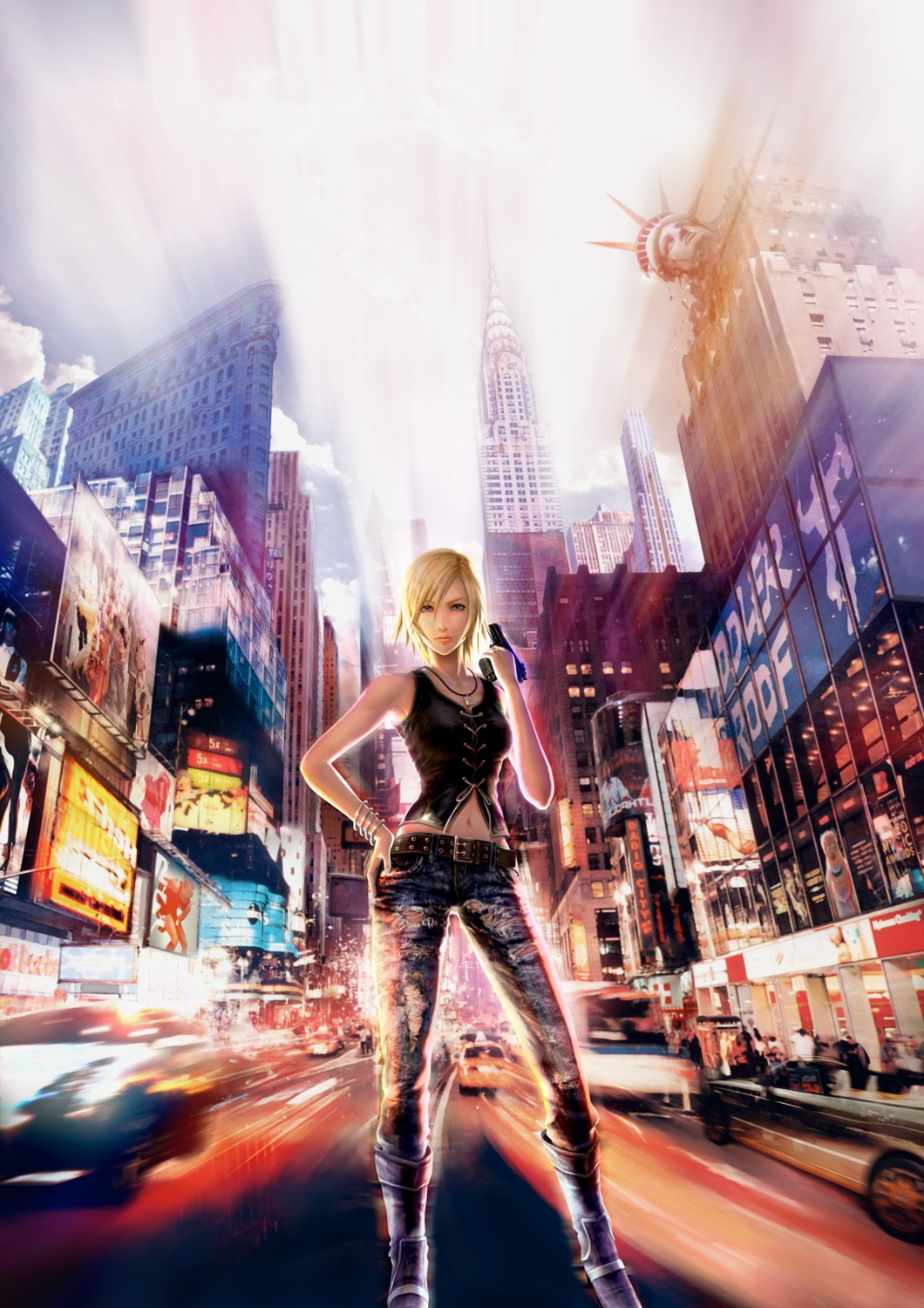 aya_brea, cg, gun, landscape, parasite_eve, square_enix, the_3rd_birthday, torn_clothes