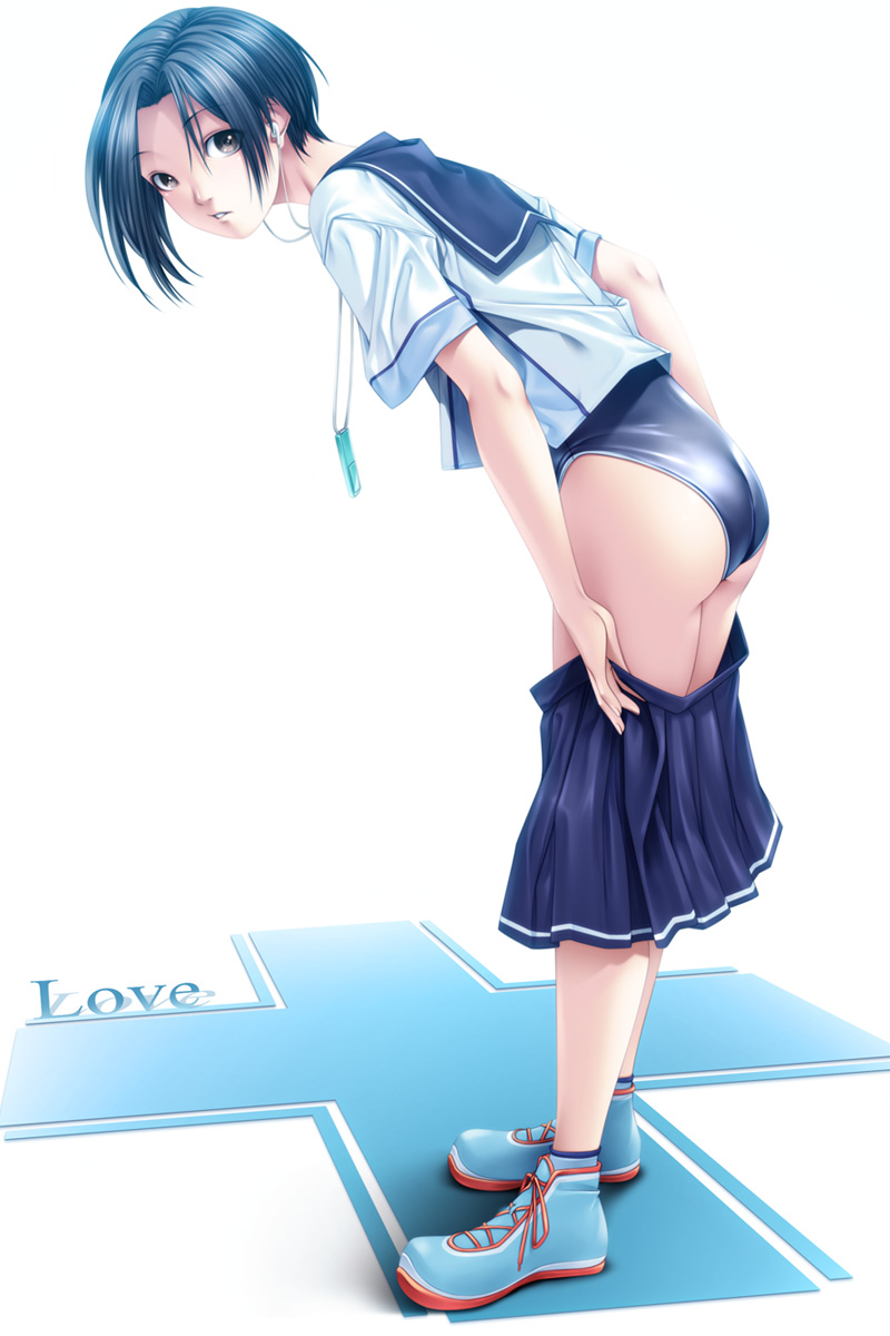ass, headphones, kobayakawa_rinko, love_plus, rezi, school_swimsuit, seifuku, swimsuits, undressing
