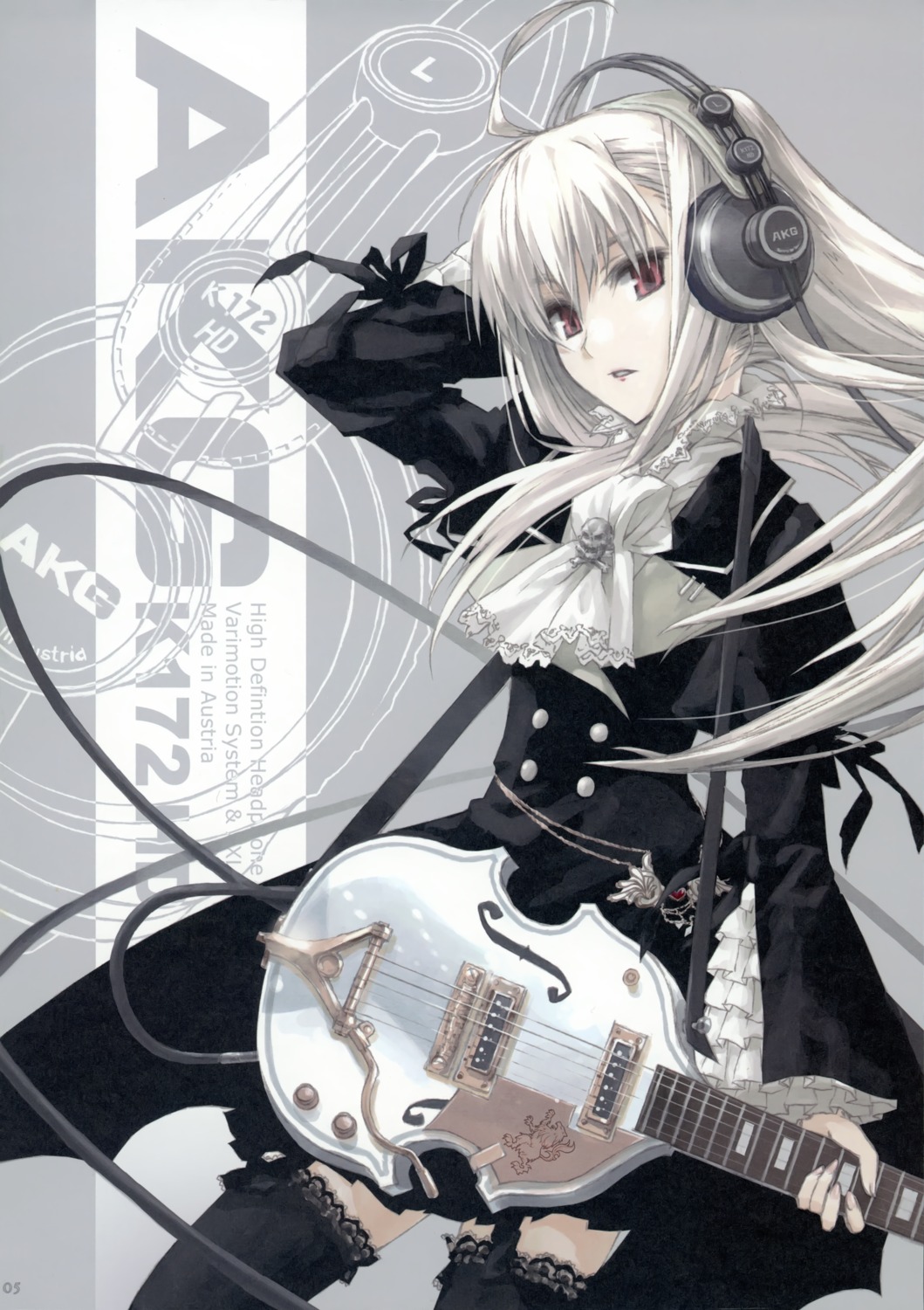 closet_child, gothic_lolita, guitar, headphones, konoe_ototsugu, lolita_fashion, thighhighs