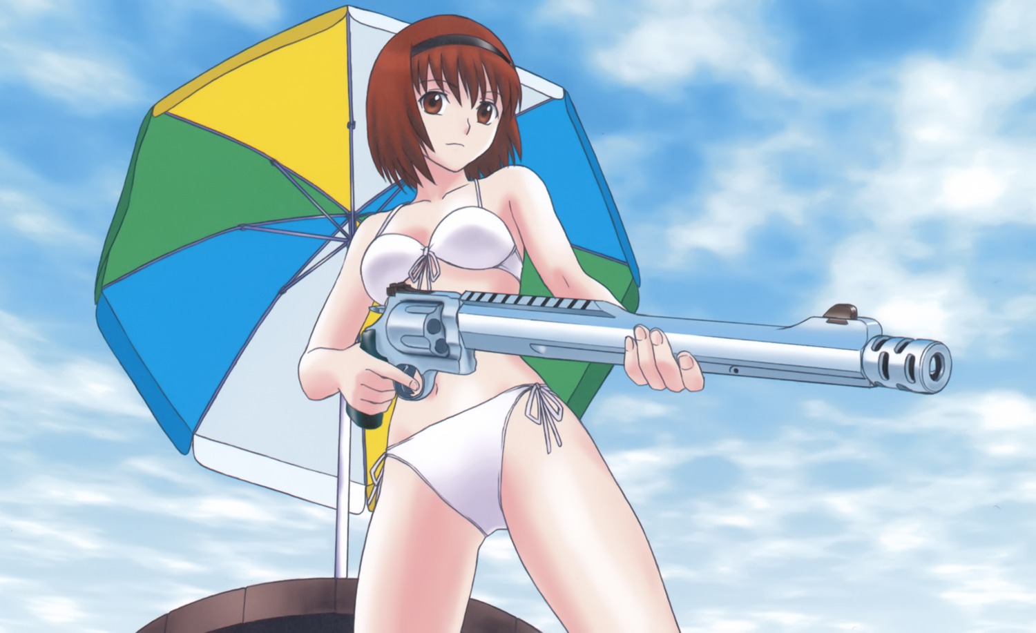 agent_aika, aika_(series), bikini, black_delmo, gun, rika_(agent_aika), swimsuits, yamauchi_noriyasu