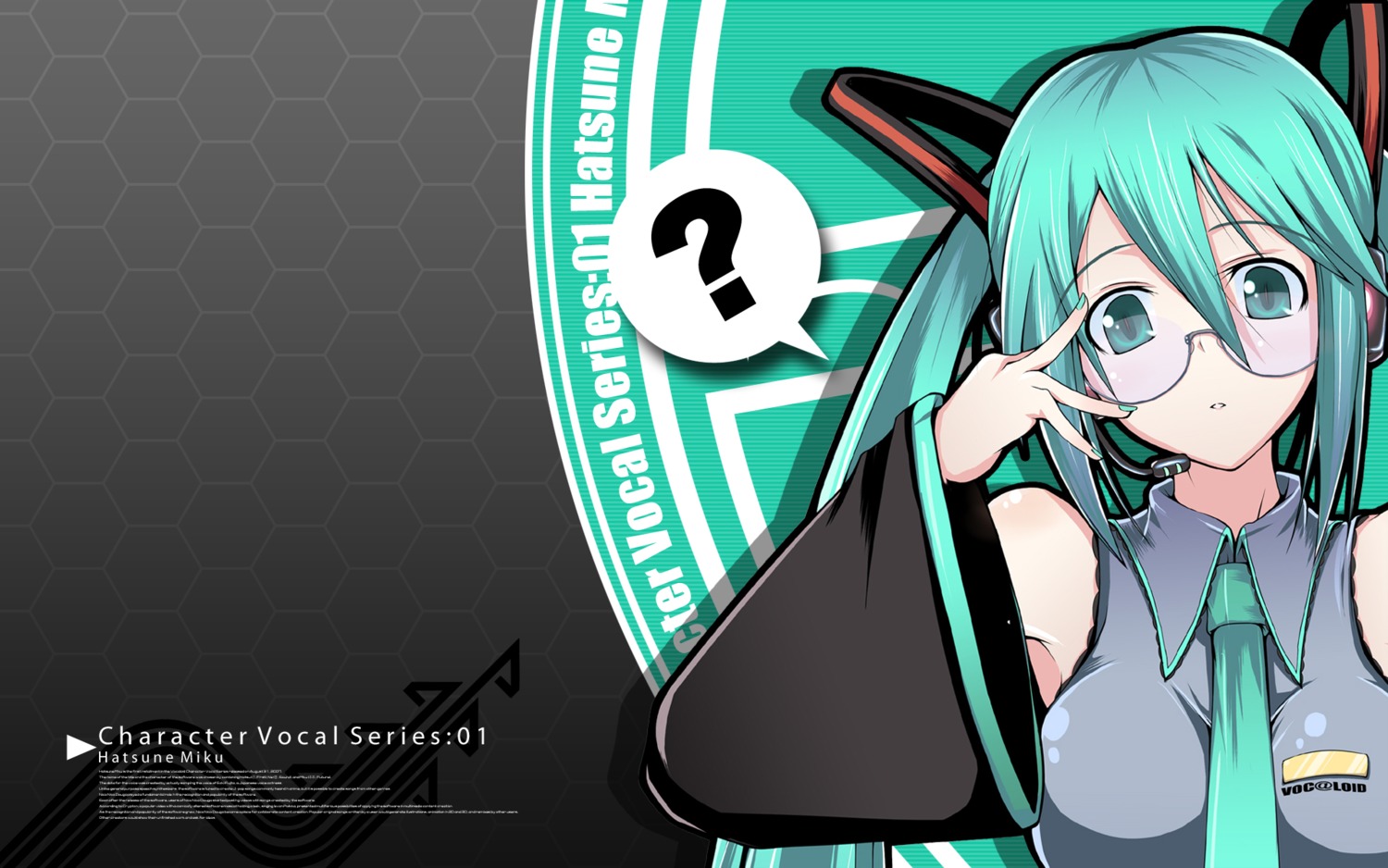hatsune_miku, megane, satofuji_masato, vocaloid, wallpaper