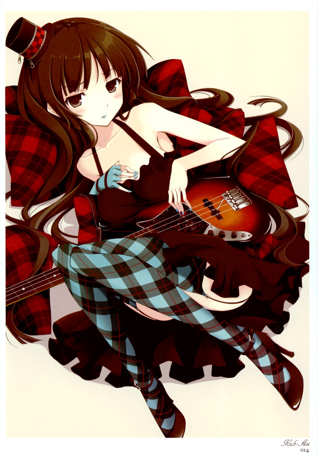 akiyama_mio, dress, guitar, k-on!, mikoto_akemi, stockings, thighhighs, yellow_avantgard