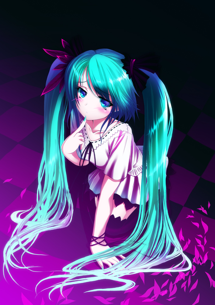 dress, hatsune_miku, hinasaki, thighhighs, vocaloid, world_is_mine_(vocaloid)