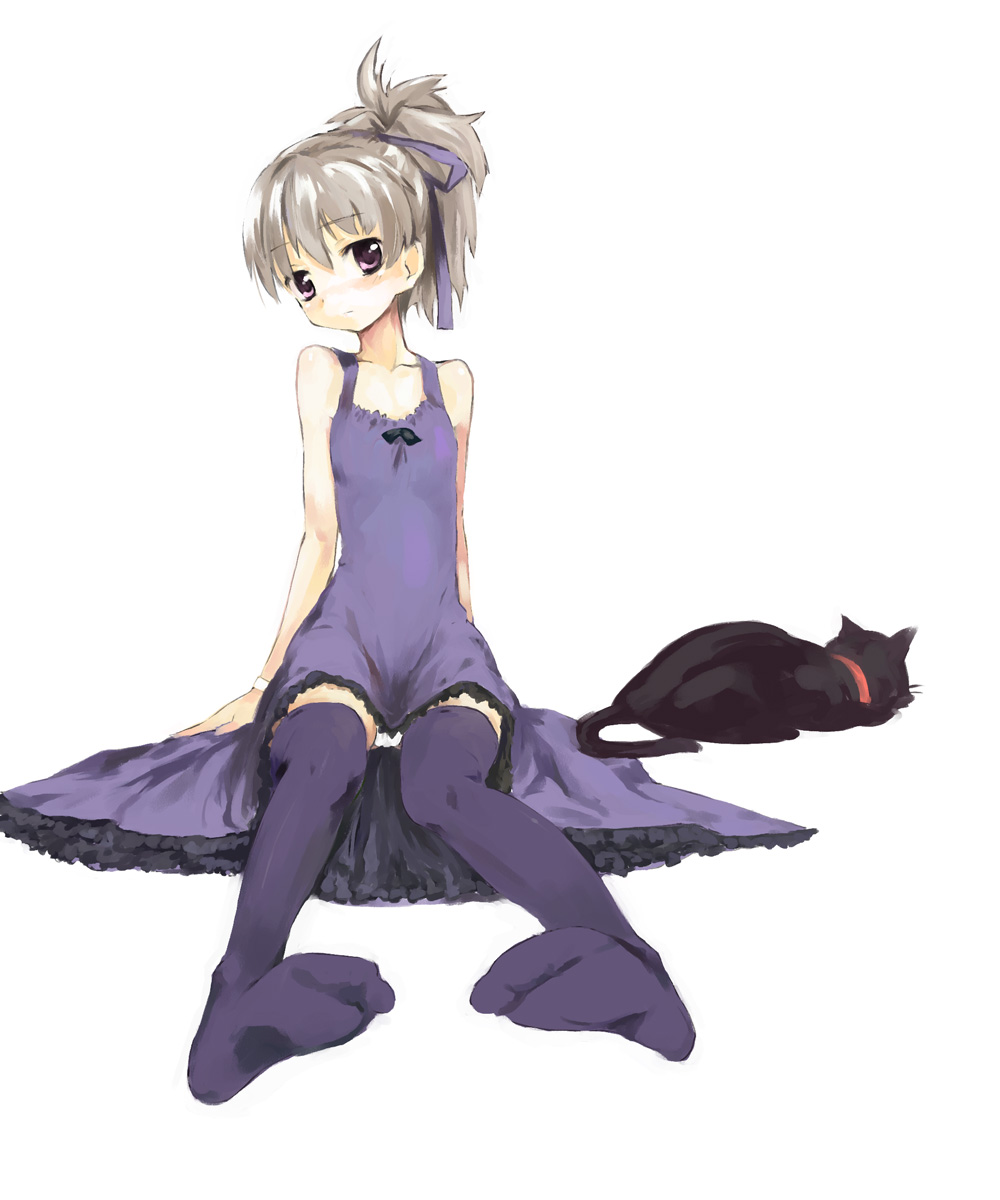darker_than_black, dress, feet, mao_(darker_than_black), neko, pantsu, thighhighs, u_(the_unko), yin