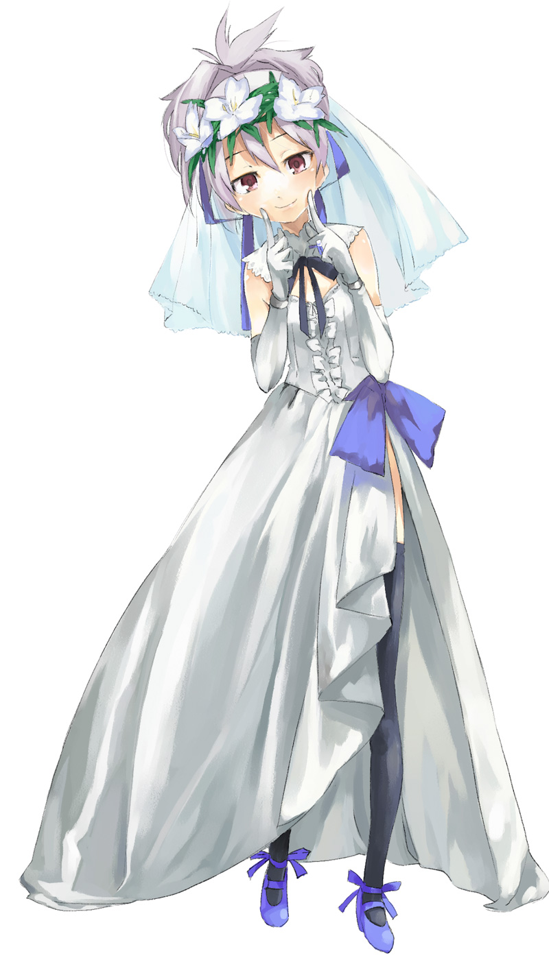 darker_than_black, dress, thighhighs, u_(the_unko), wedding_dress, yin