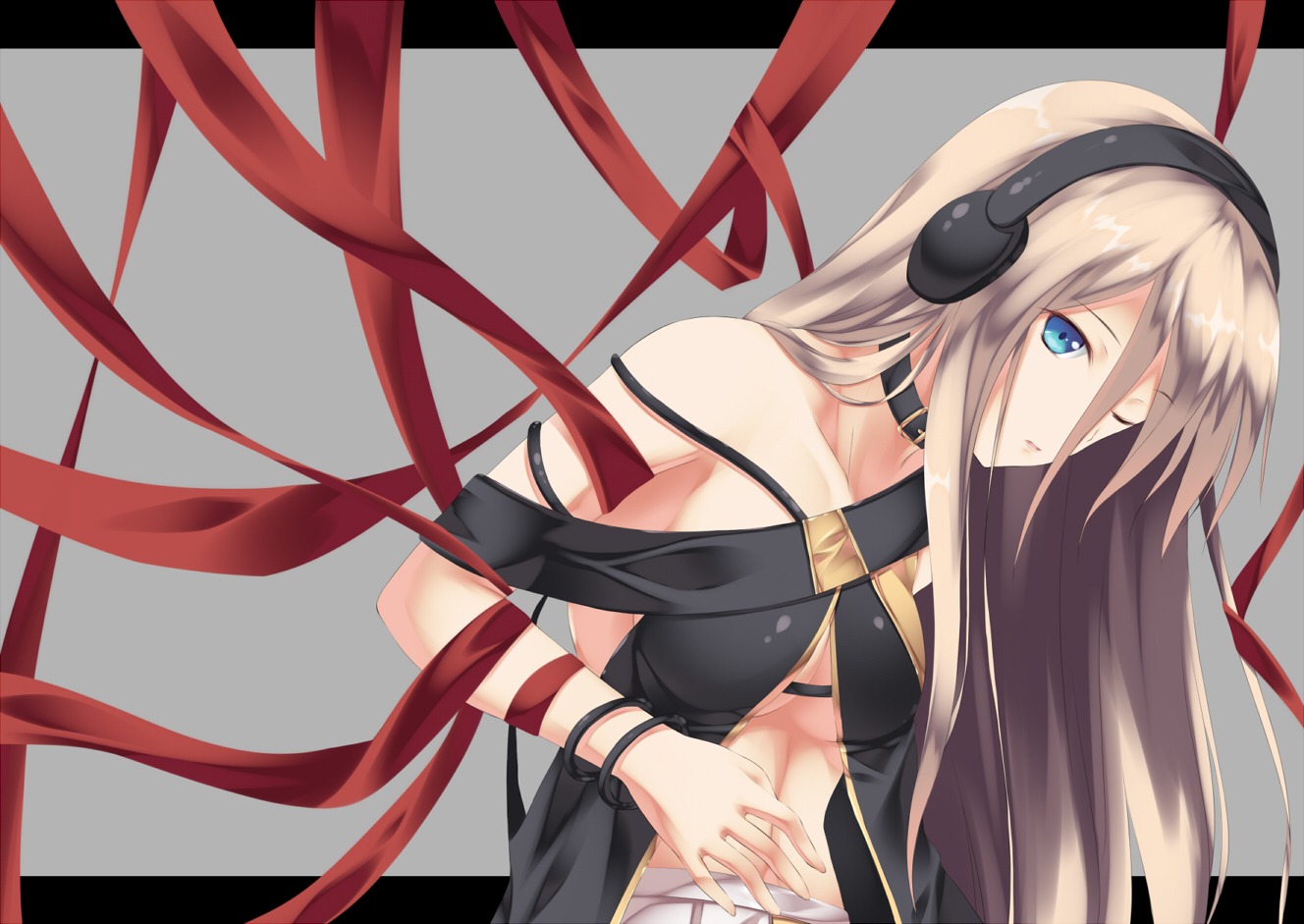 headphones, iroha_(unyun), lily_(vocaloid), underboob, vocaloid
