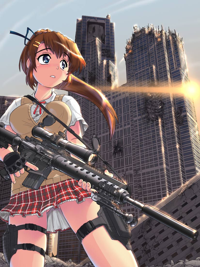 gun, hase_yuu, nopan, seifuku