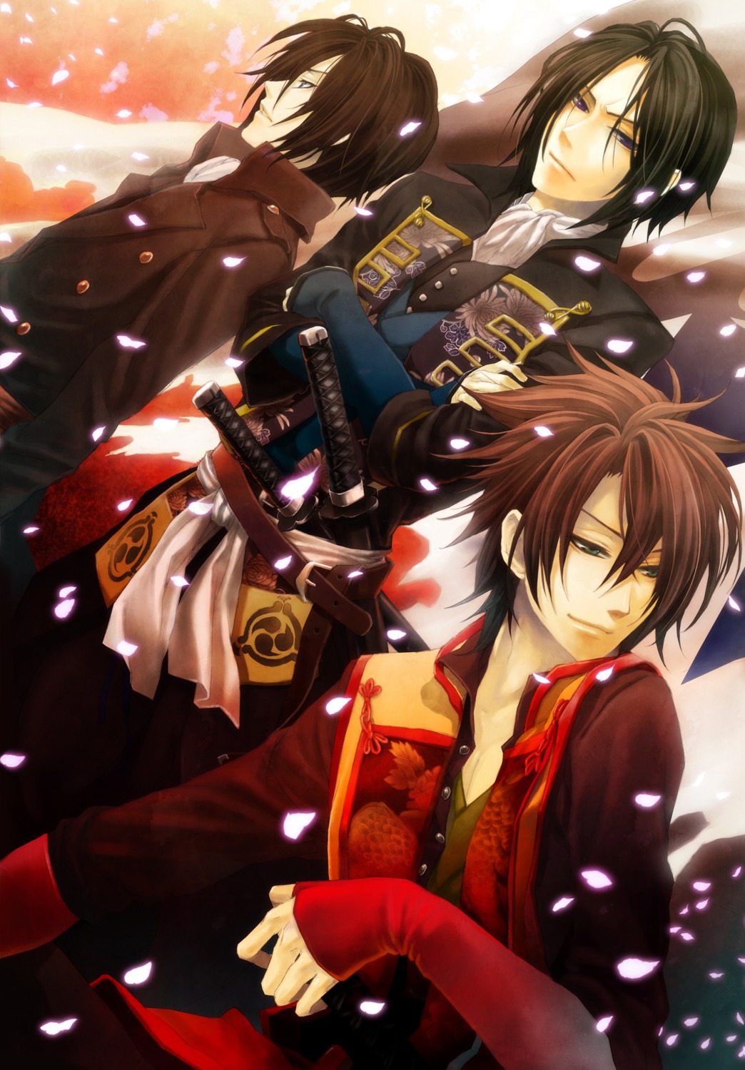 hakuouki, hijikata_toshizou, hijikata_toshizou_(hakuouki), machi555, male, okita_souji, okita_souji_(hakuouki), saitou_hajime, saitou_hajime_(hakuouki)