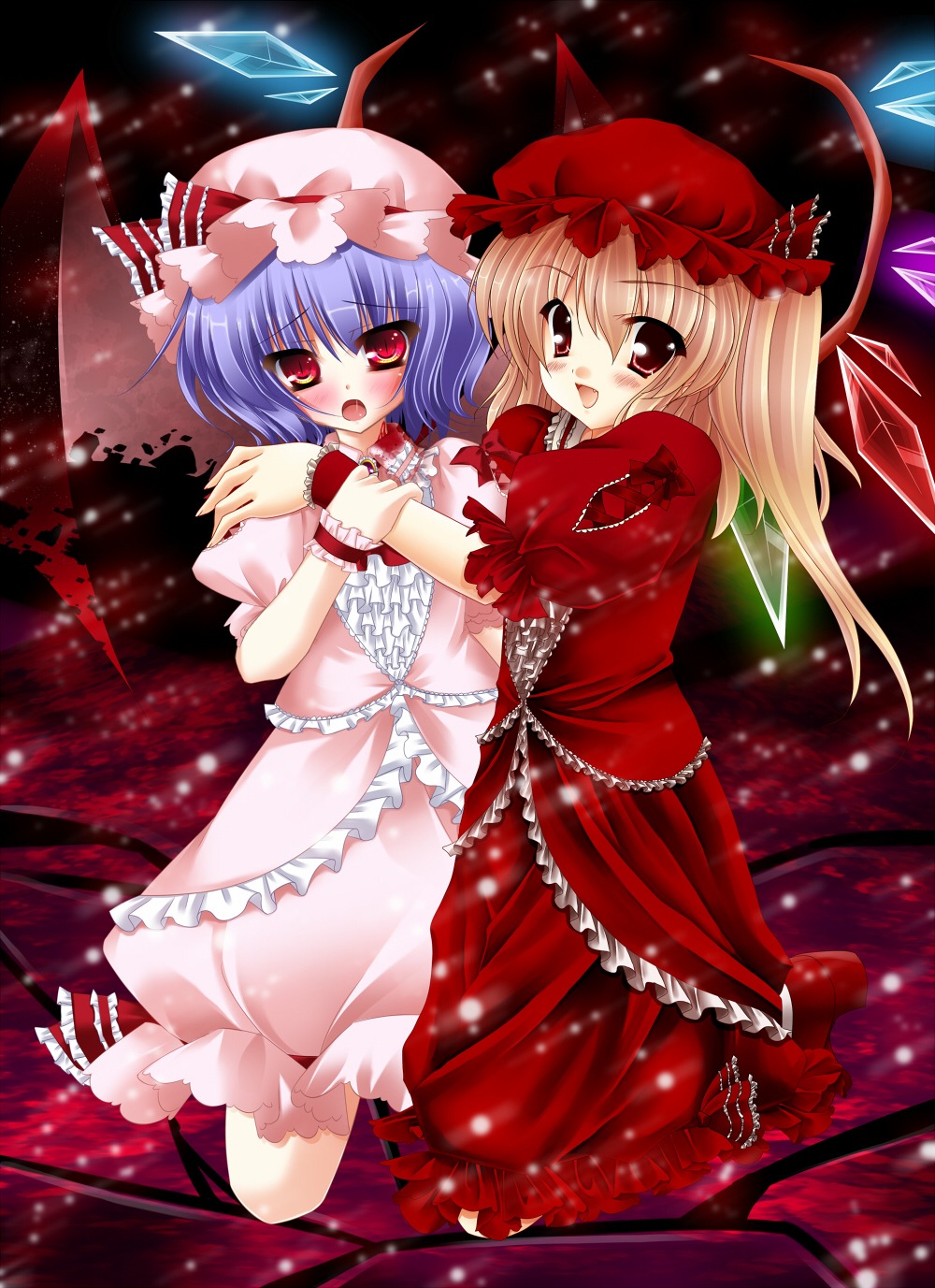 flandre_scarlet, remilia_scarlet, touhou, wreathlit69