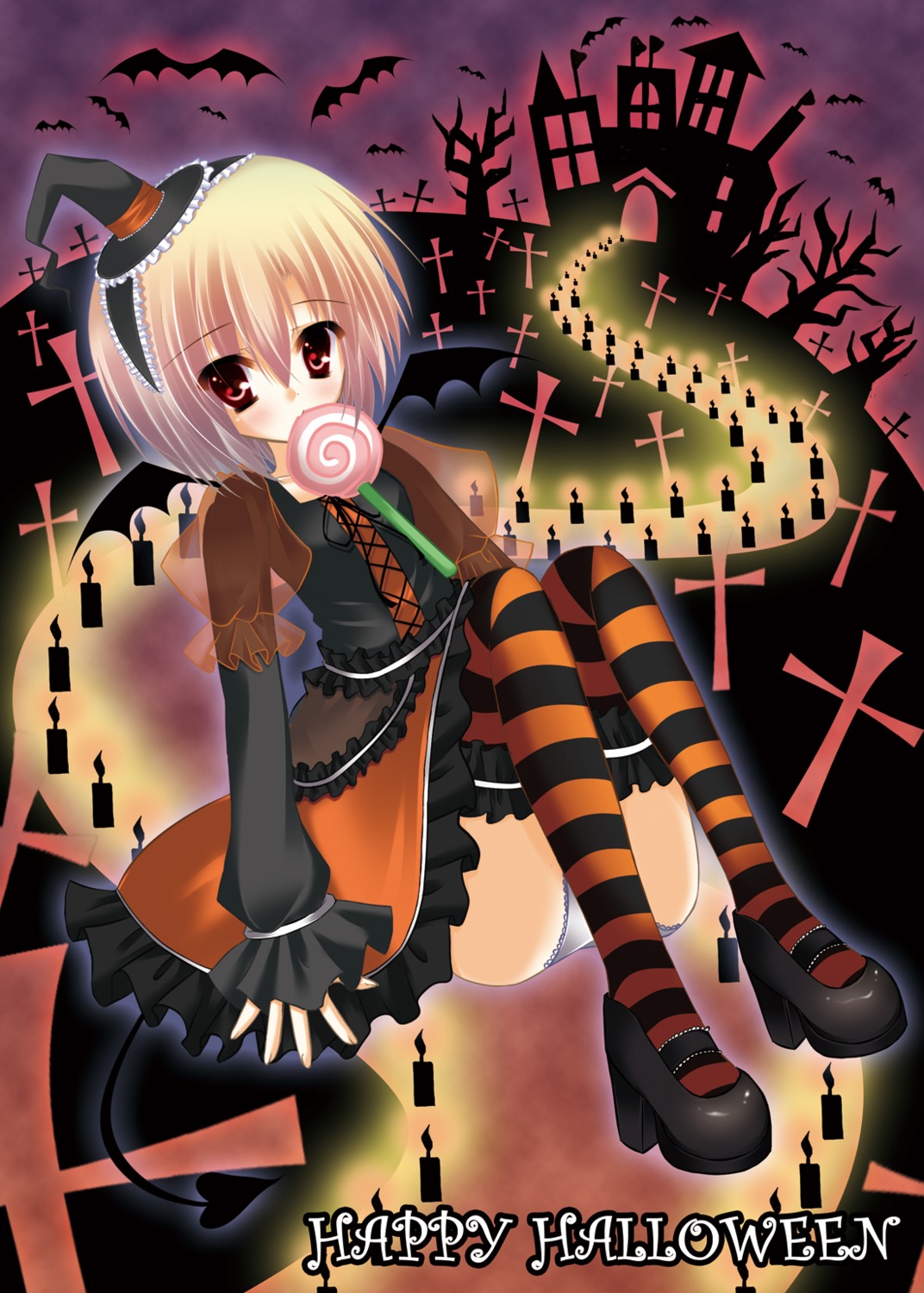 dress, halloween, pantsu, thighhighs, wreathlit69