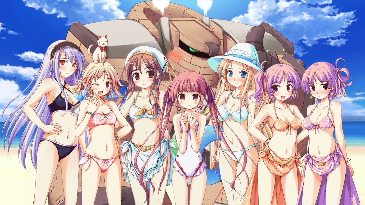 agnes_boulange, bikini, carina_verritti, chelsea_arcot, cleavage, ko~cha, minette, neko, nina_lindberg, ritos_tortilla, salsa_tortilla, shukufuku_no_campanella, swimsuits, wallpaper