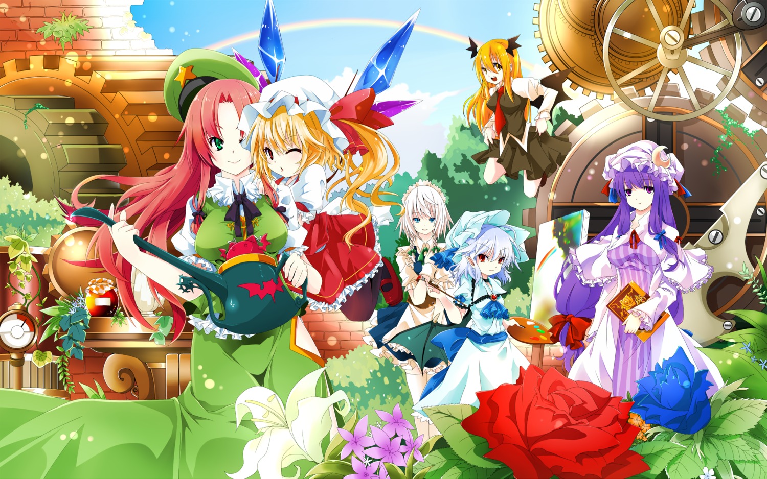 flandre_scarlet, hong_meiling, izayoi_sakuya, koakuma, kotomuke_fuurin, patchouli_knowledge, remilia_scarlet, touhou