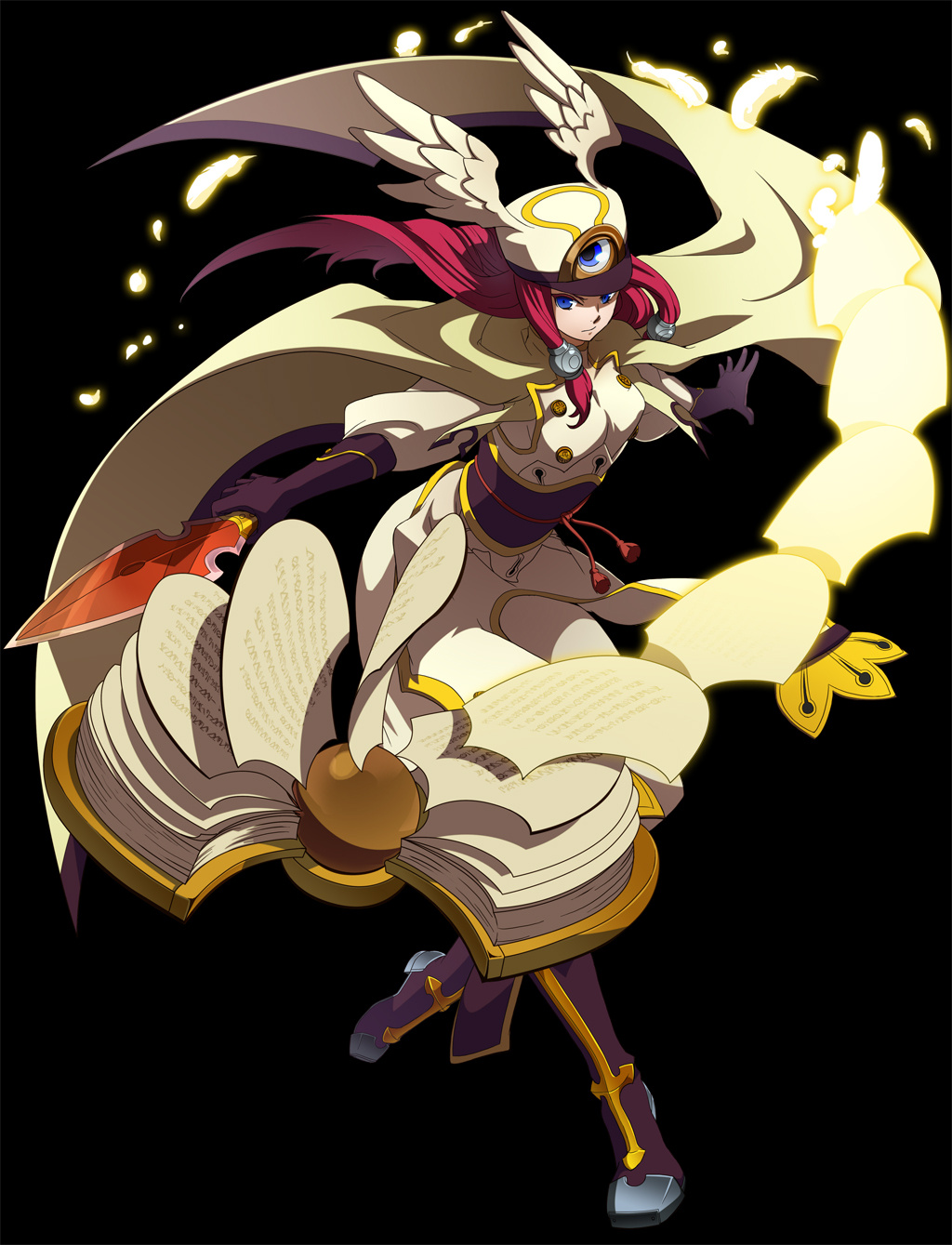 arc_system_works, blazblue, blazblue:_continuum_shift, sword, tsubaki_yayoi, uniform, wings