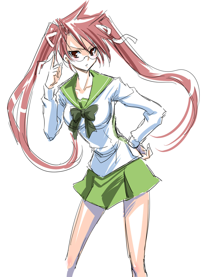 highschool_of_the_dead, megane, seifuku, takagi_saya, uonu_mayuu