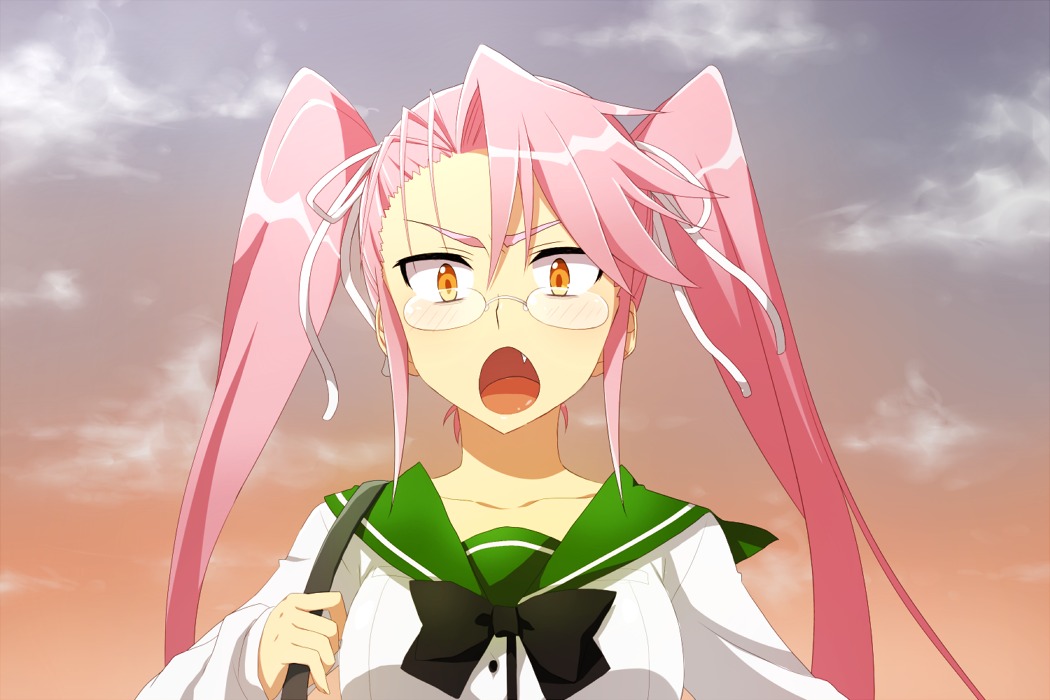 highschool_of_the_dead, ku, megane, seifuku, takagi_saya