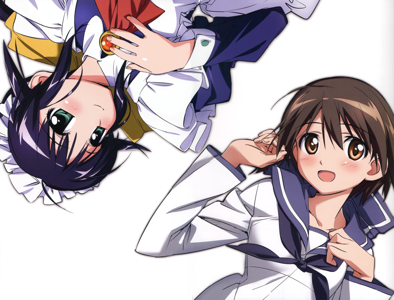 andou_mahoro, crossover, mahoromatic, maid, miyafuji_yoshika, seifuku, strike_witches, takamura_kazuhiro