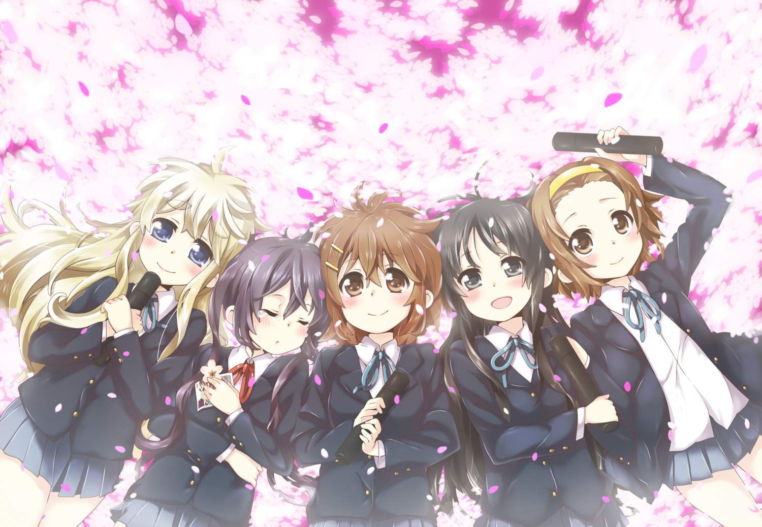 akiyama_mio, hirasawa_yui, k-on!, kotobuki_tsumugi, mitsuki_meia, nakano_azusa, seifuku, tainaka_ritsu