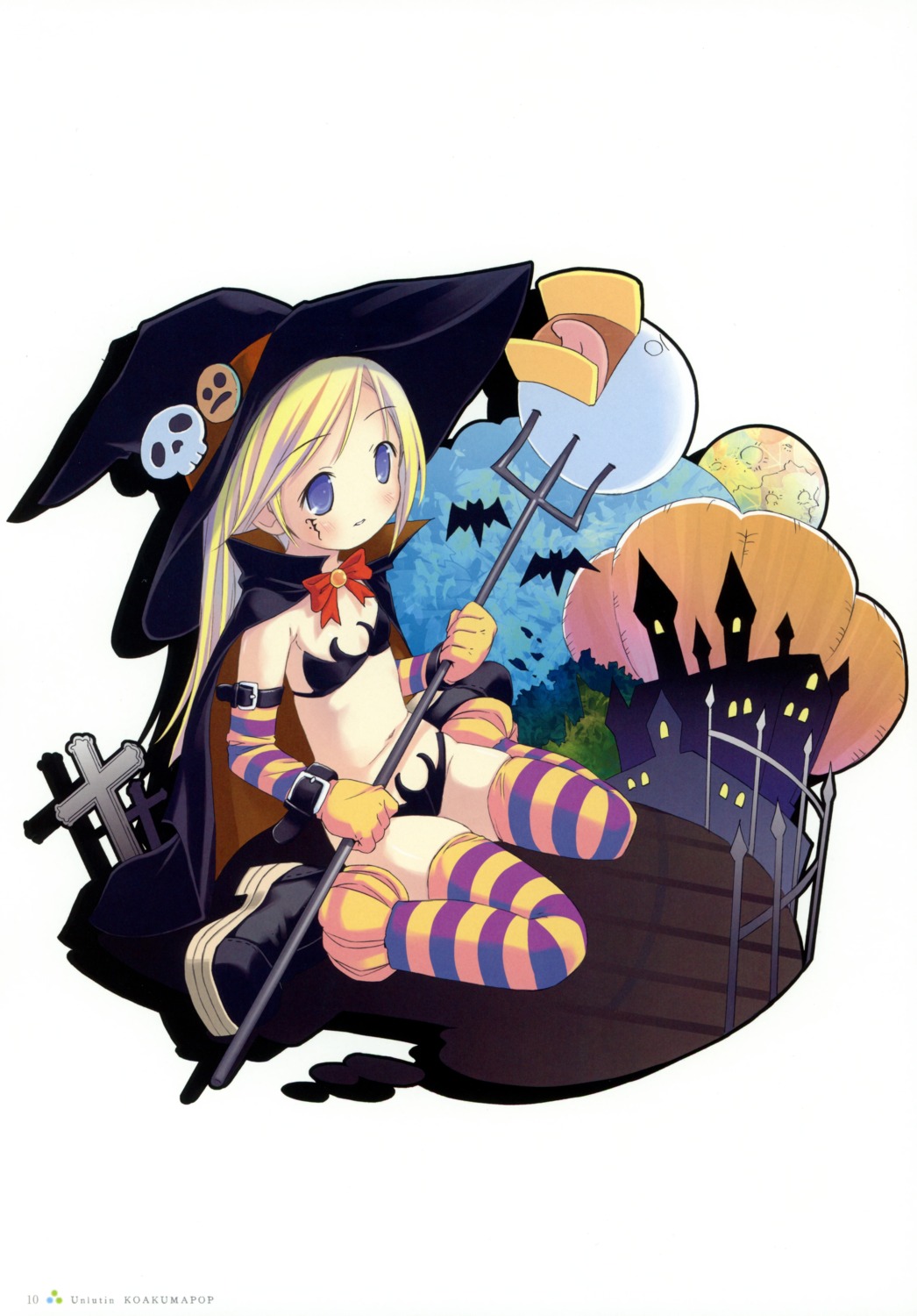 bikini, halloween, moetan, pop, shiratori_alice, swimsuits, thighhighs, witch