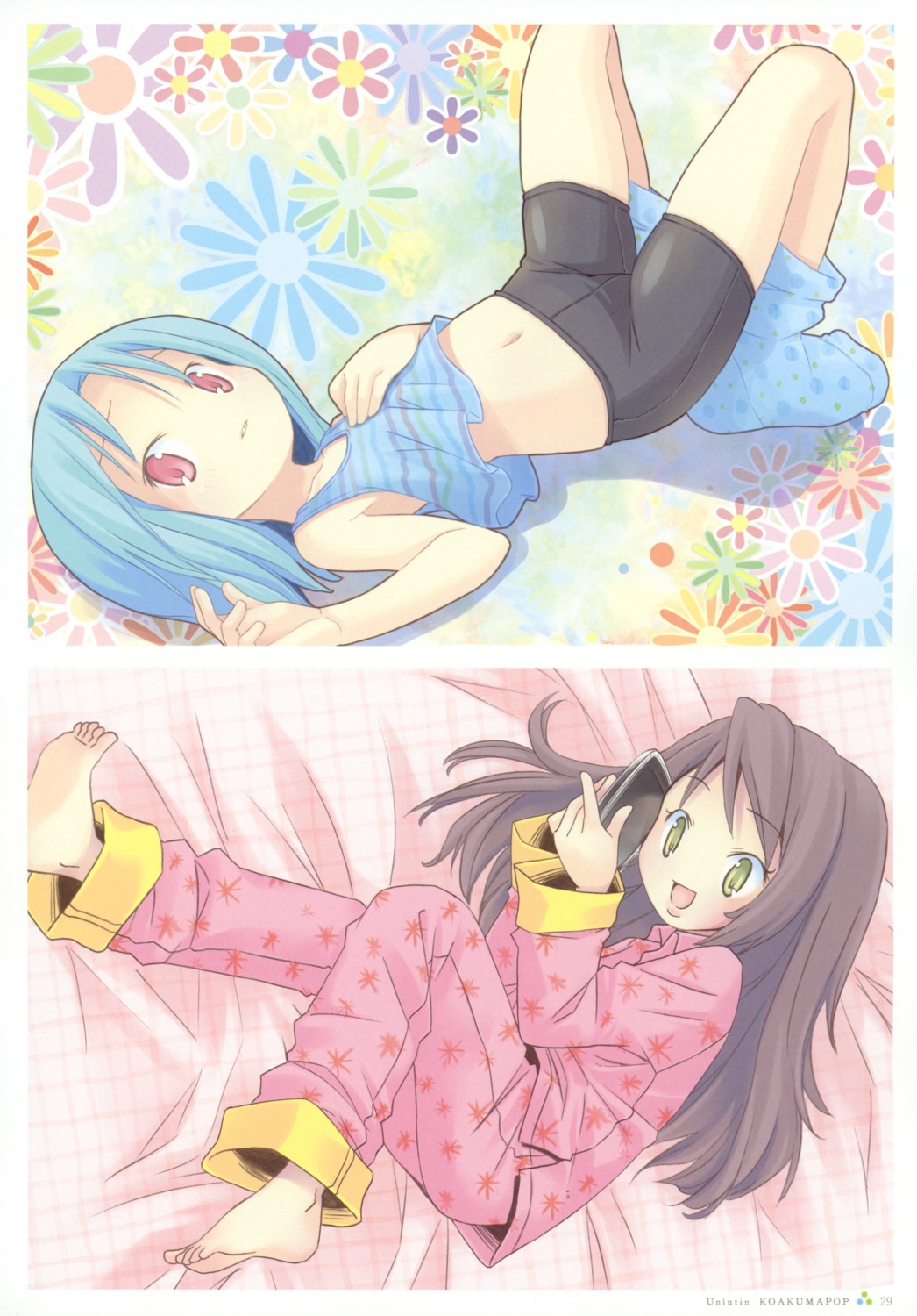 bike_shorts, dankain_reiko, pajama, pop, tsumekomi_shiori, yutori-chan
