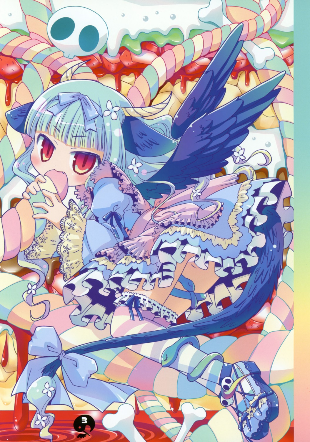 amimi, blood, lolita_fashion, m_hatsudensho, thighhighs, wings