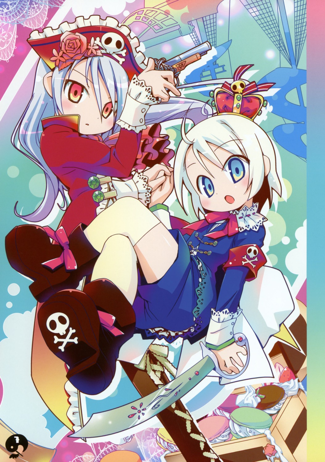 amimi, gun, m_hatsudensho, sword, thighhighs, uniform
