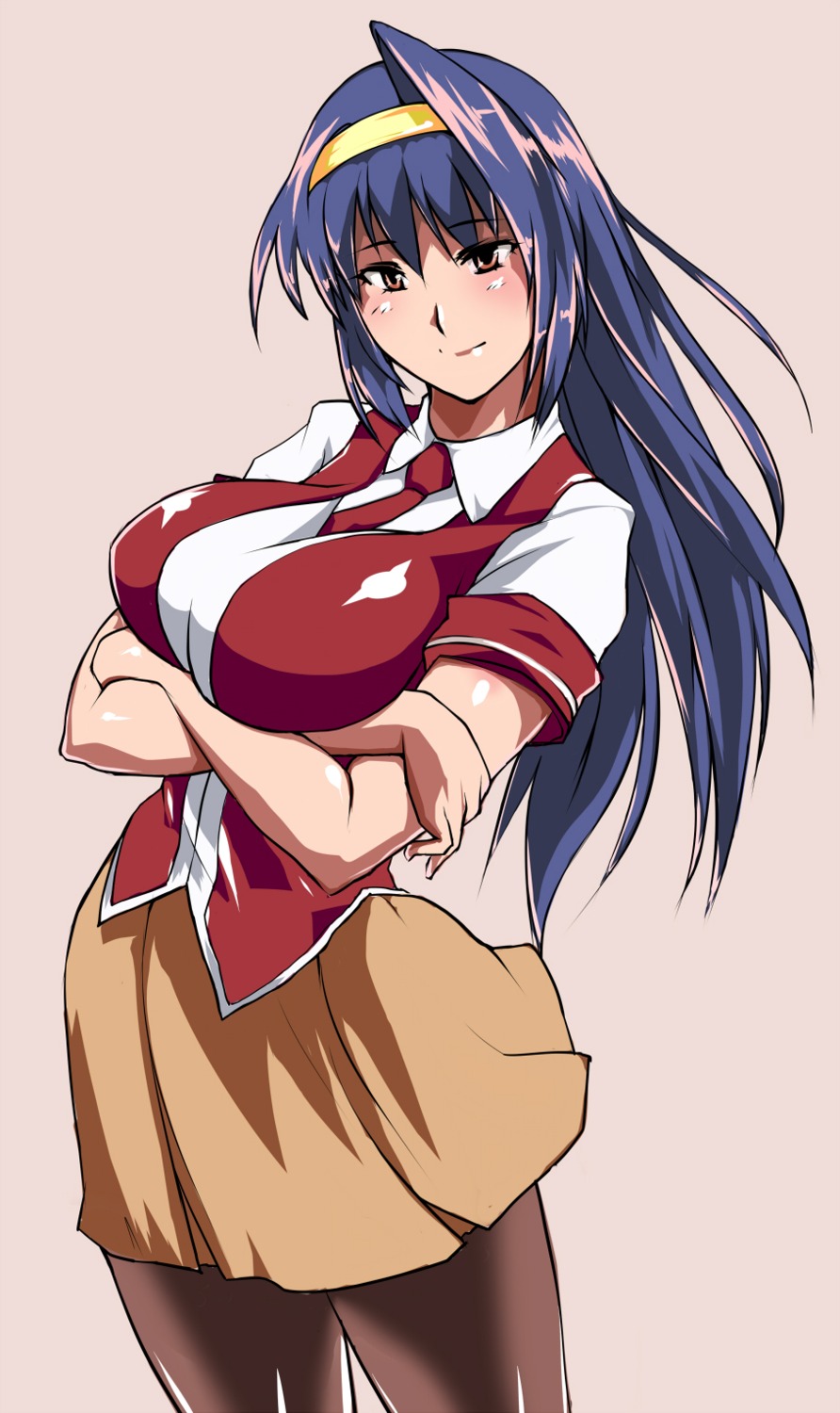 arcana_heart, breast_hold, pantyhose, seifuku, tsuzura_saki, yodareane