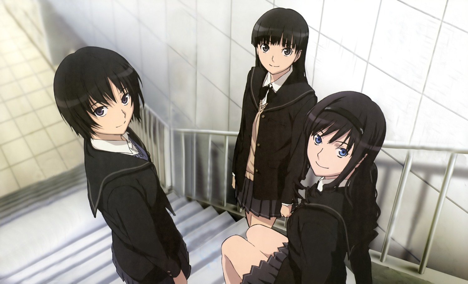 amagami, ayatsuji_tsukasa, morishima_haruka, nanasaki_ai, paper_texture, seifuku, shimizu_takako