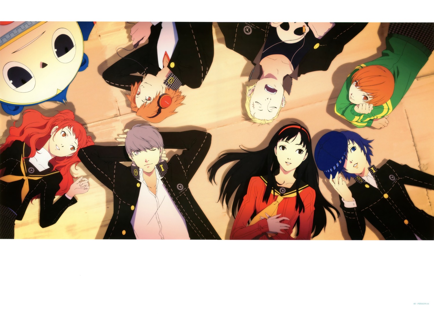 amagi_yukiko, hanamura_yousuke, headphones, kujikawa_rise, kuma_(persona_4), megaten, narukami_yuu, persona