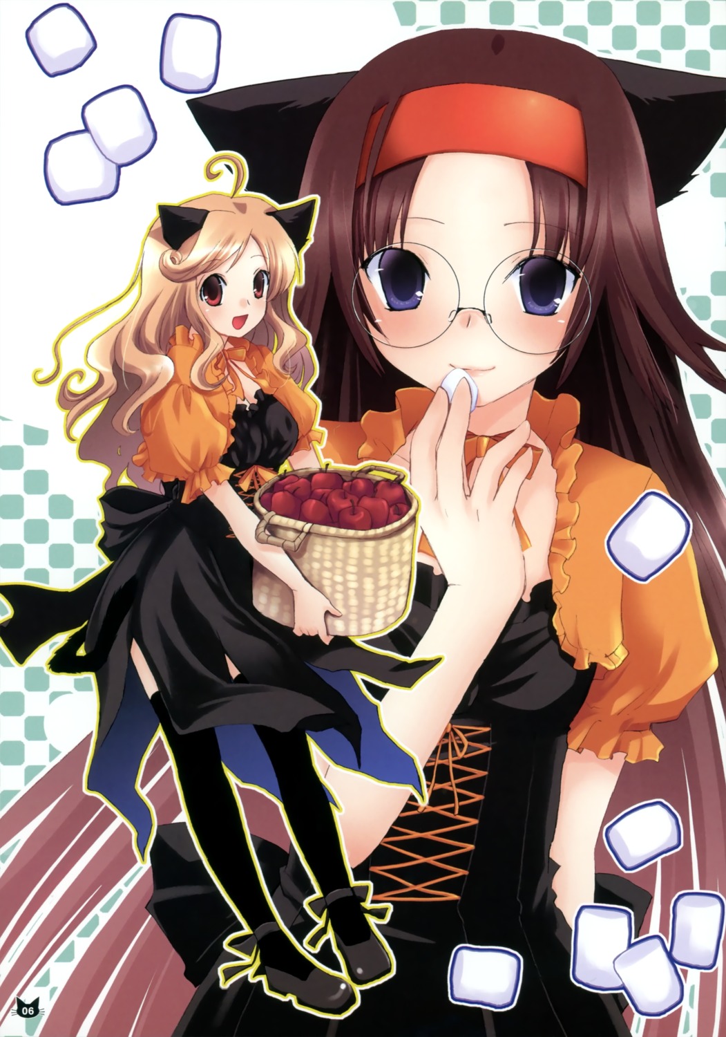 animal_ears, kirihara_izumi, megane, nekomimi, tail, thighhighs, waitress