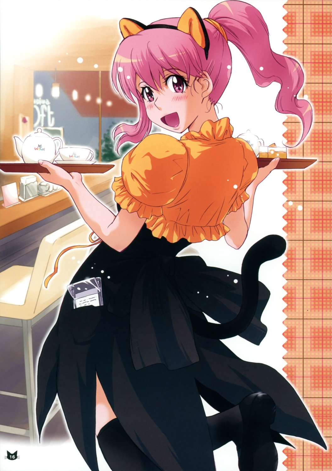animal_ears, nekomimi, tail, thighhighs, tsukino_jougi, waitress