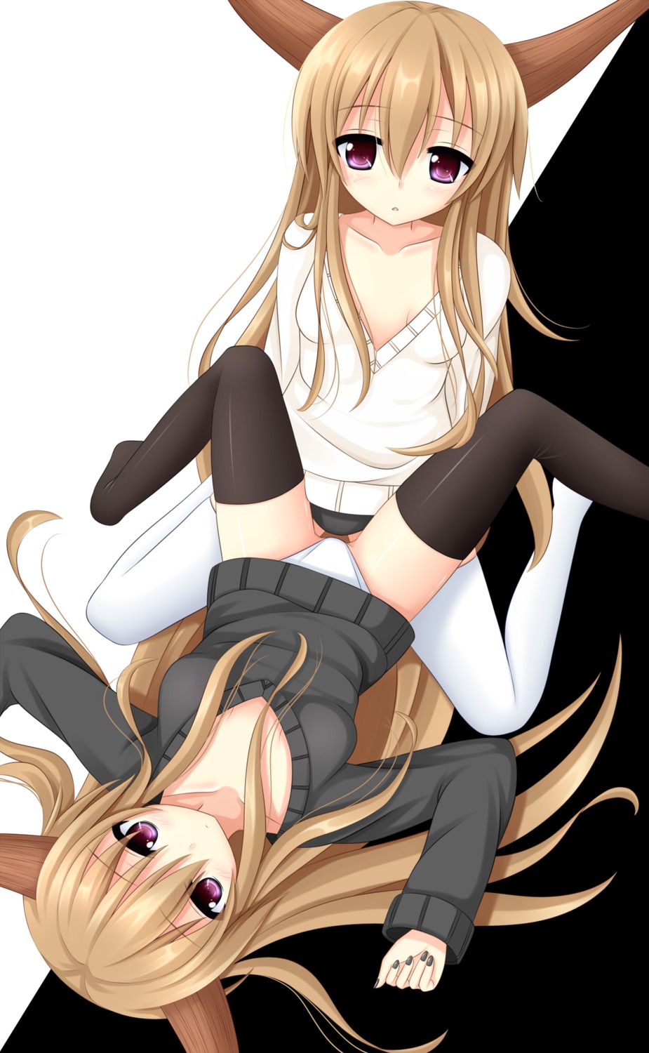horns, ibuki_suika, masiroke, pantsu, thighhighs, touhou