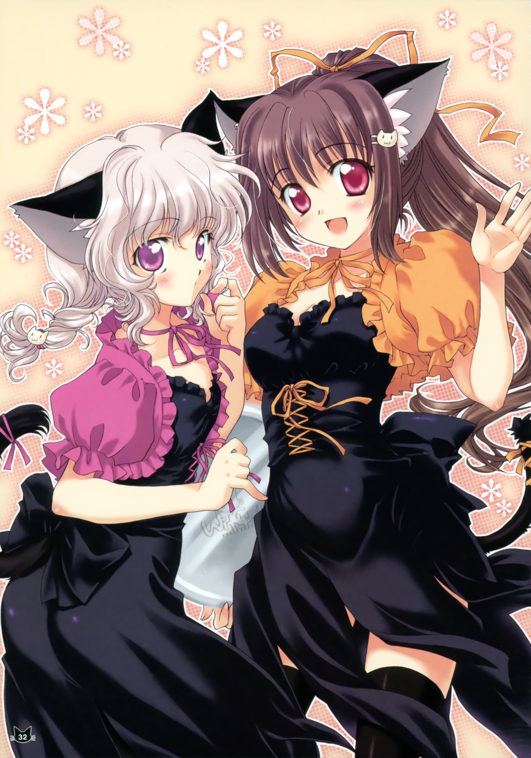 animal_ears, nekomimi, tail, thighhighs, waitress, yano_takumi