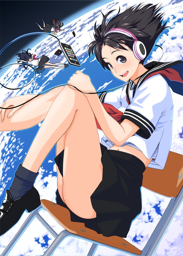 code49, headphones, seifuku