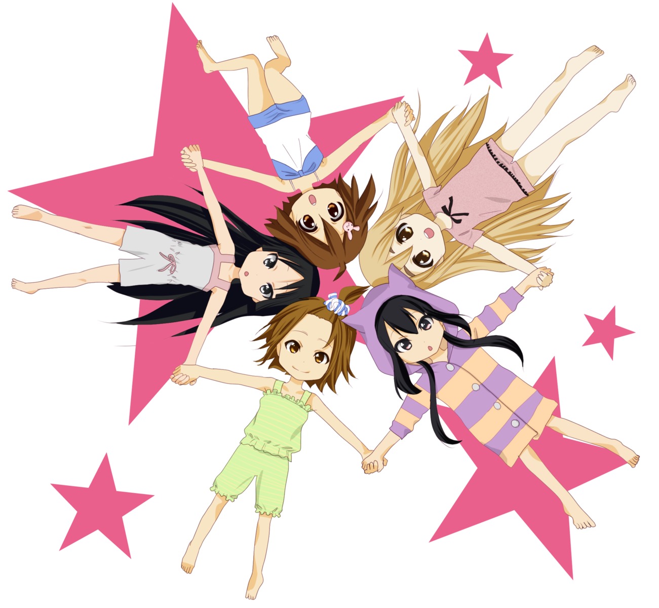 akiyama_mio, chibi, hirasawa_yui, k-on!, kotobuki_tsumugi, moutiko, nakano_azusa, pajama