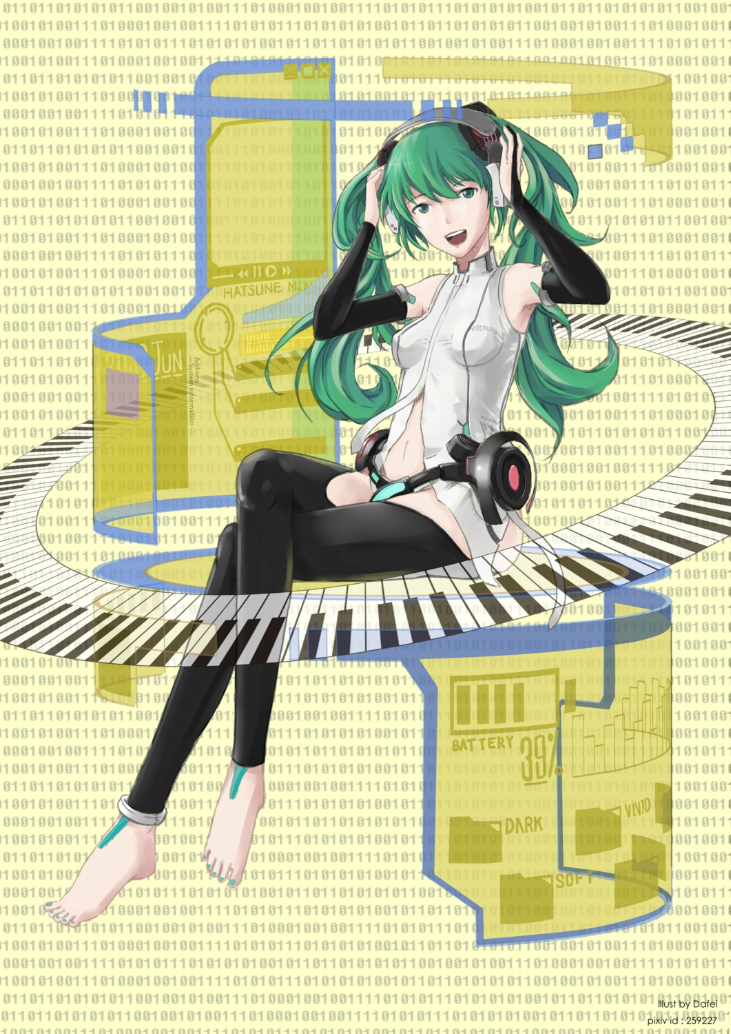 dafei, hatsune_miku, miku_append, thighhighs, vocaloid, vocaloid_append
