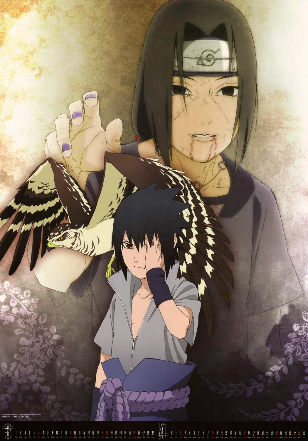 calendar, male, naruto, uchiha_itachi, uchiha_sasuke, yamashita_hiroyuki