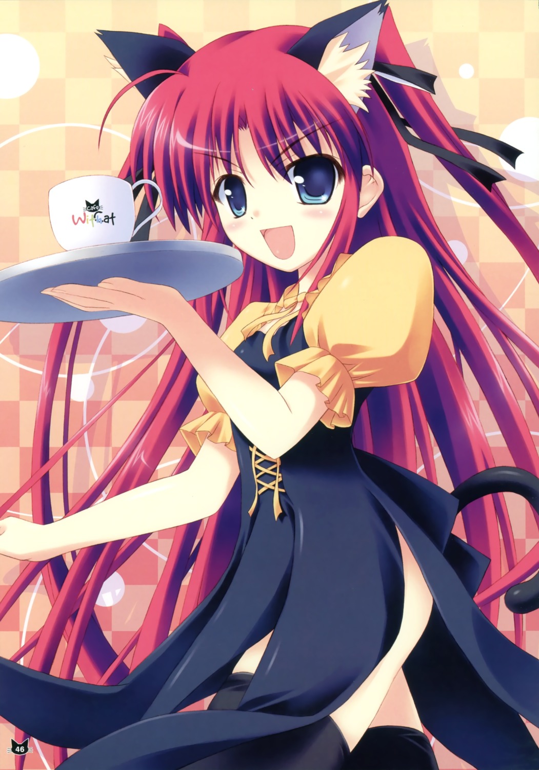 animal_ears, kouzuki_hajime, nekomimi, tail, thighhighs, waitress