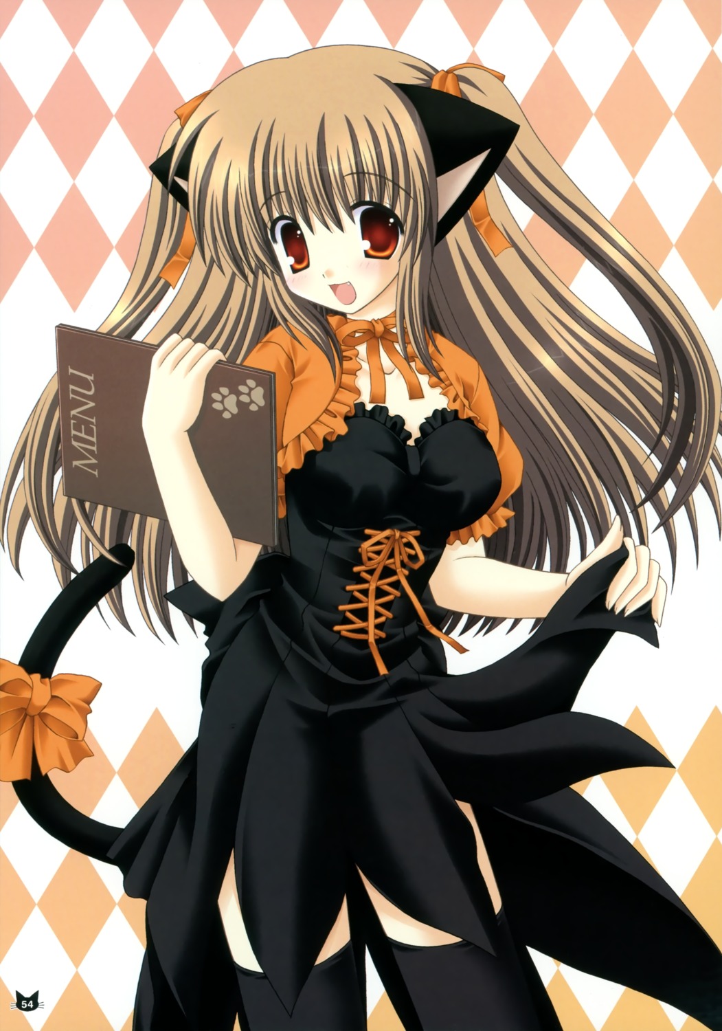 animal_ears, nekomimi, nekoneko, tail, thighhighs, waitress