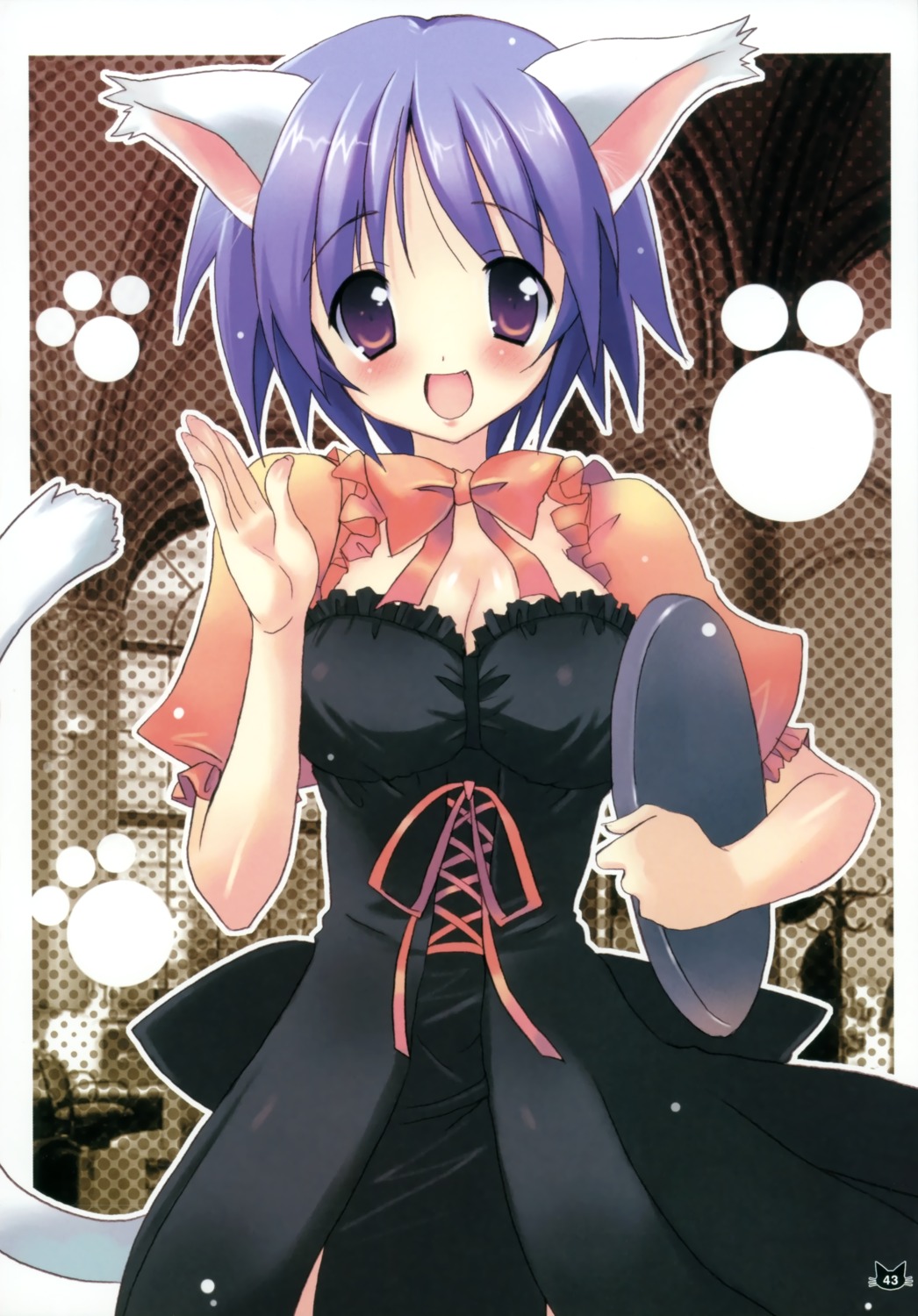 animal_ears, kyougoku_shin, nekomimi, tail, waitress