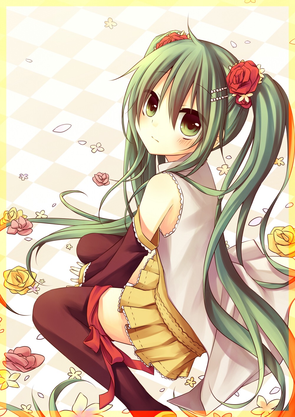 amene_kurumi, hatsune_miku, thighhighs, vocaloid