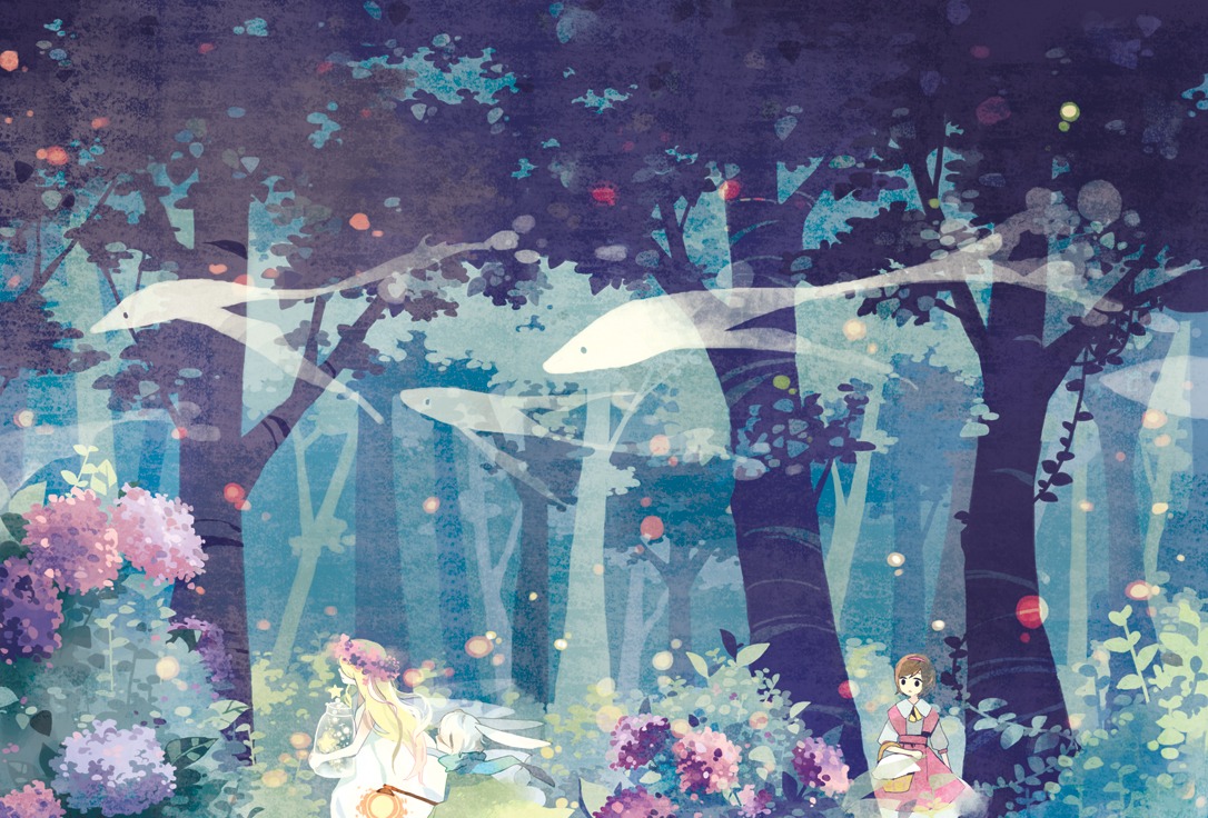 alice, alice_in_wonderland, ky692, landscape, little_red_riding_hood_(character), white_rabbit