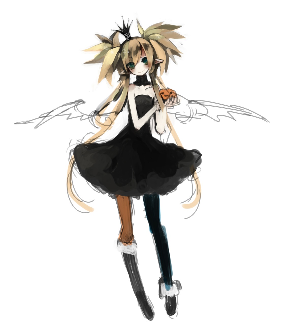 elf, halloween, himehi, lolita_fashion, pantyhose, pointy_ears, wings