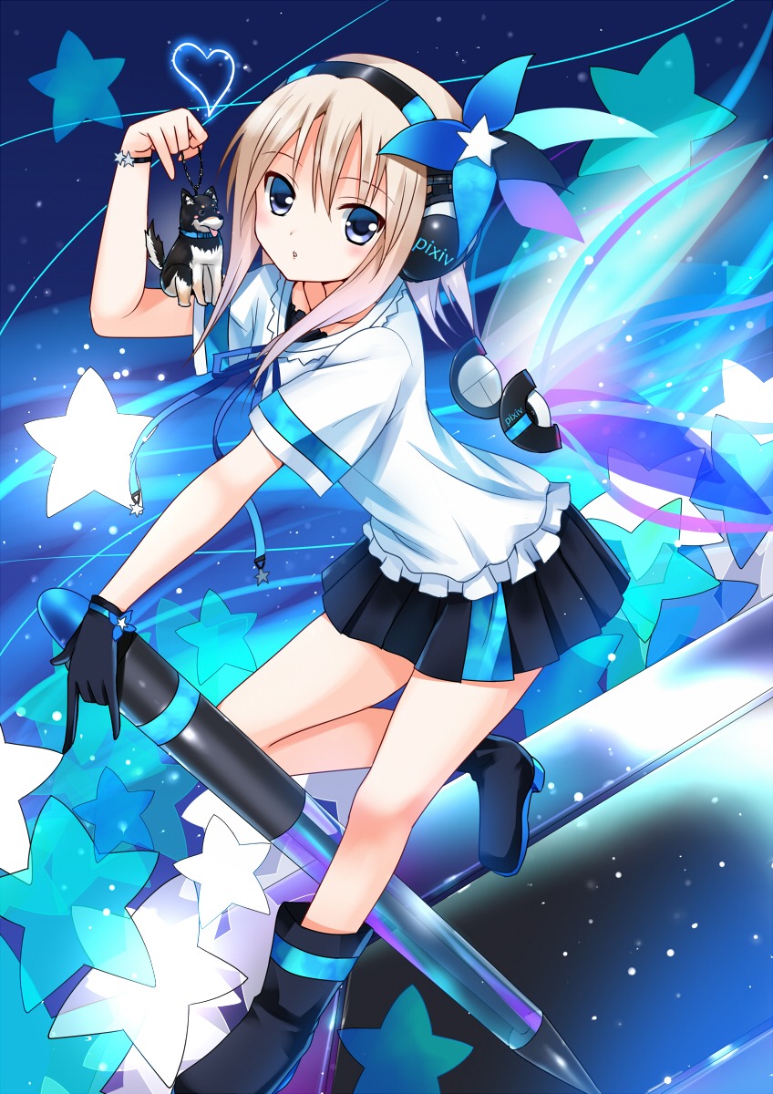 headphones, koi, pixiv-tan, seifuku
