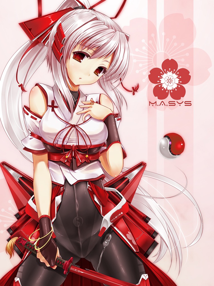 bodysuit, japanese_clothes, mecha_musume, miko, scarlet_(studioscr), sword