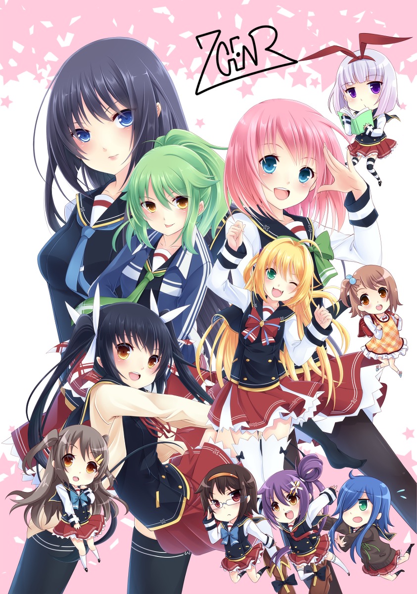 7gear, amagane_mikoto, azuma_minami, chibi, fujisaki_akane, fujisaki_aoi, hatachi, hatta_chie, kana_izayoi, mochiduki_nozomi, otonashi_sizuka, rei_kayabuki, seifuku, tachibana_shinobu, thighhighs, yazawa_shion
